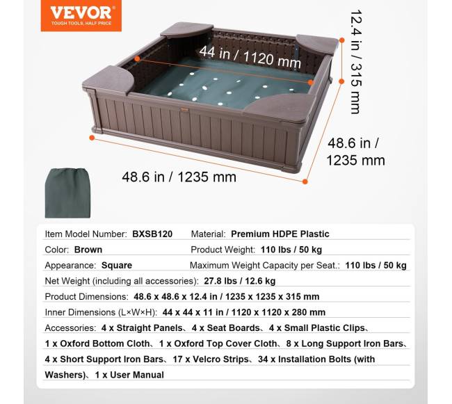 Vaikų žaidimo smėlio dėžė su dangčiu6