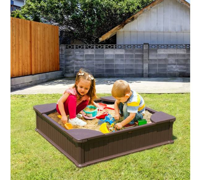 Vaikų žaidimo smėlio dėžė su dangčiu7