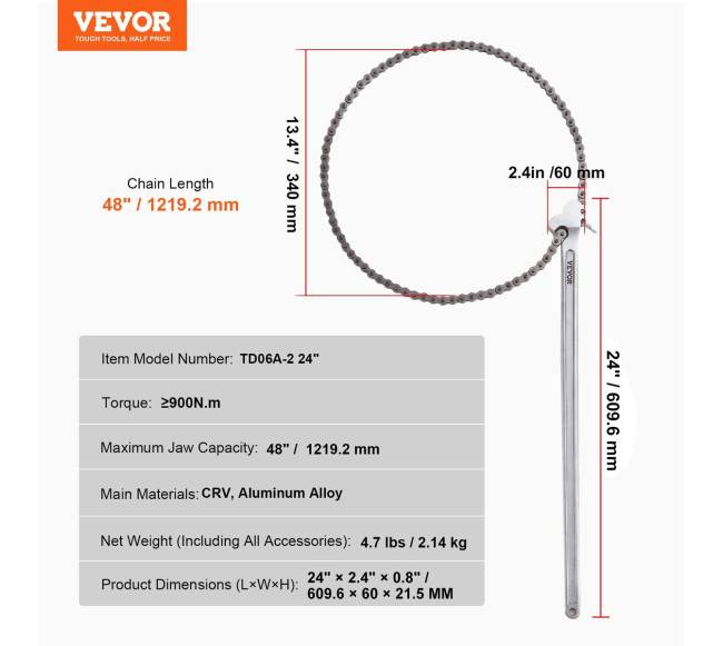 Grandinė veržliaraktis 48 colių6