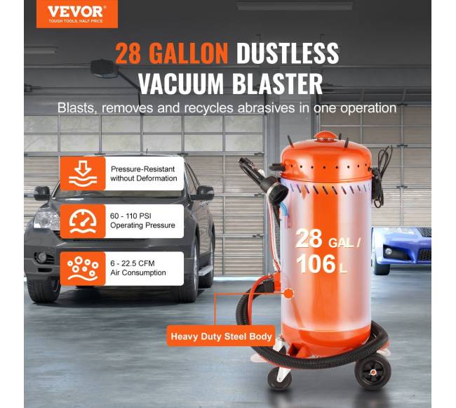 28 gal be dulkių smėliasrautė su vakuumo sistema1