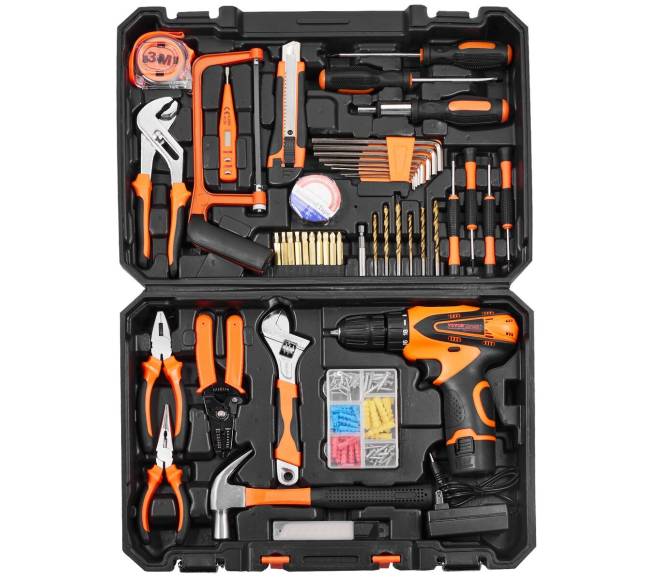 146 dalių įrankių rinkinys su grąžtu10