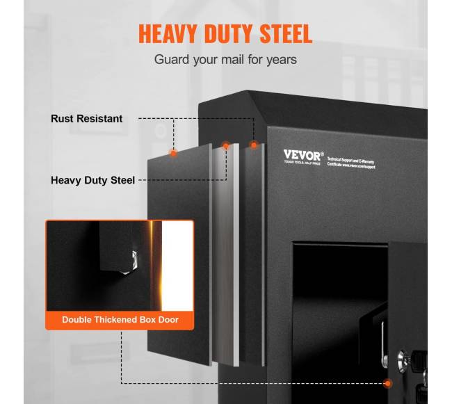 Pašto dežutė 12x6x16" su raktu juoda3
