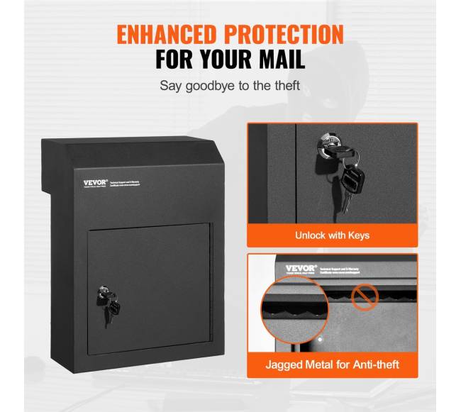 Pašto dežutė 12x6x16" su raktu juoda4