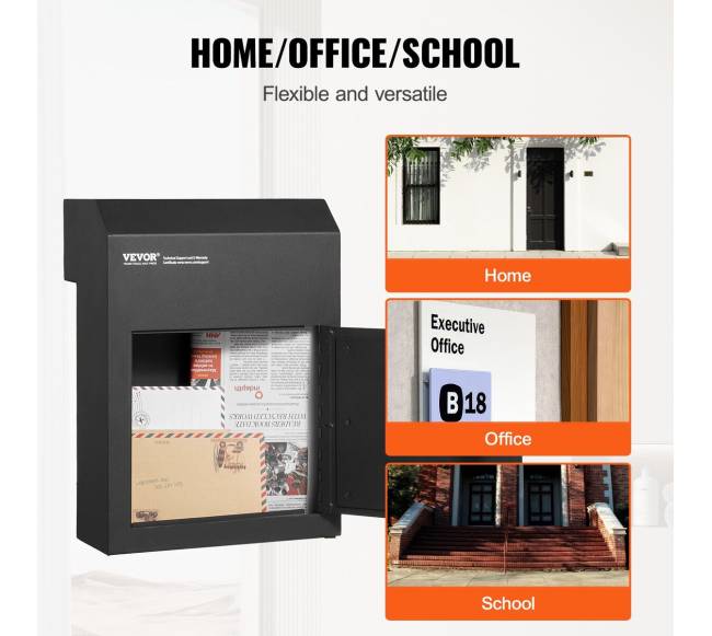 Pašto dežutė 12x6x16" su raktu juoda5