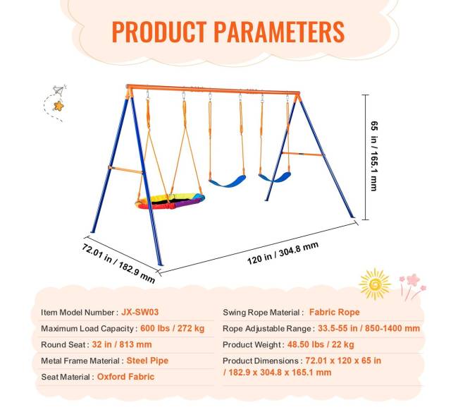 Sūpynės kiemui su A formos metaliniu stovu6