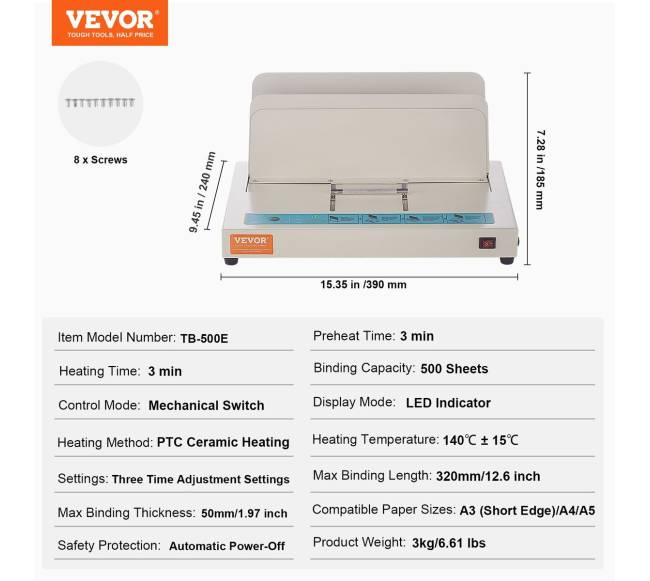 Terminio įrišimo aparatas 500 lapų A3 A4 A56