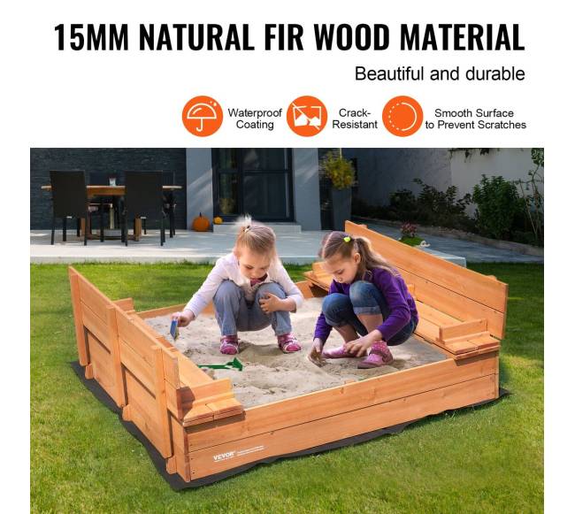 Medinis lauko smėlio dėžė vaikams 3-12 metų2