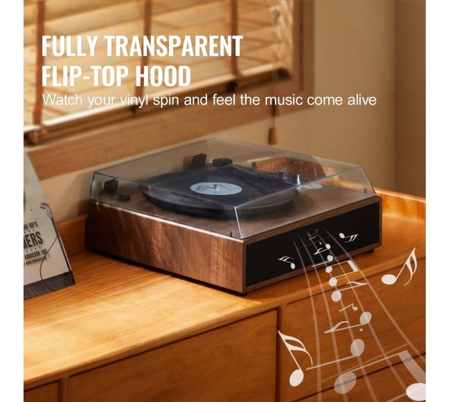 Bluetooth vinilo plokštelių grotuvas su 10W garsiakalbiais6