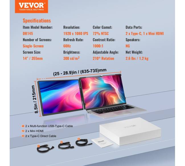 Nešiojamo kompiuterio ekranas prailginimui 14 colių6