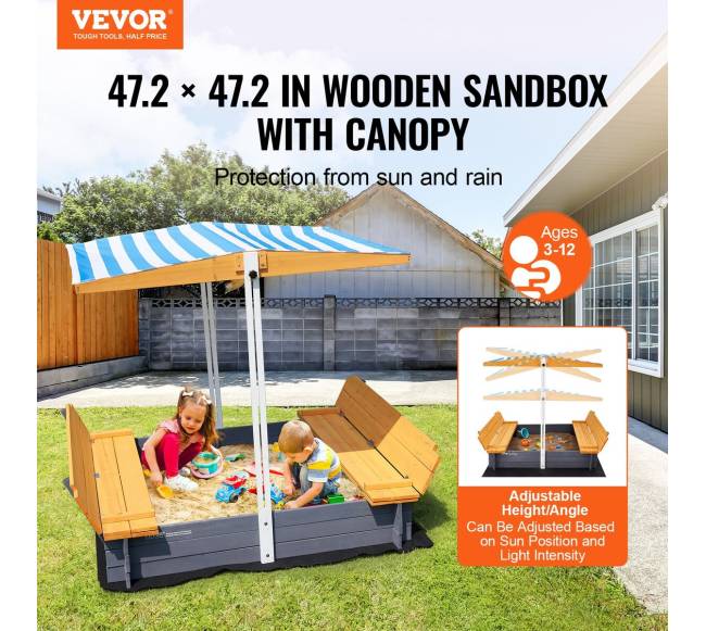 Medinis smėlio dėžė su stogeliu1