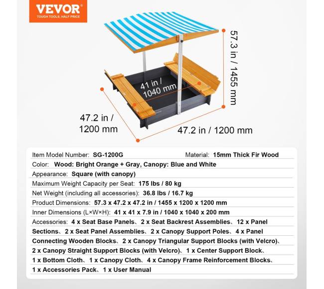 Medinis smėlio dėžė su stogeliu6