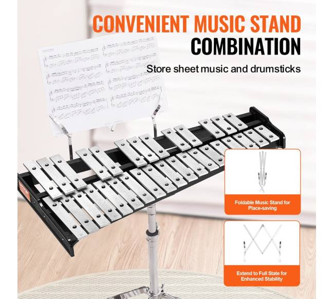 32 natų metalofonas su lazdelėmis ir stovu4