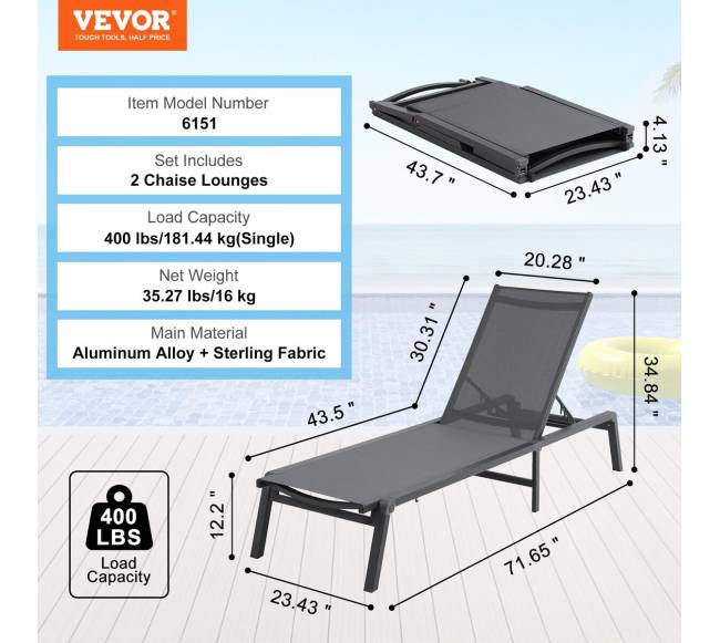 Reguliuojama lauko šezlongų kėdė terasa6