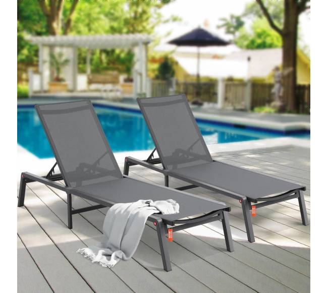 Reguliuojama lauko šezlongų kėdė terasa7