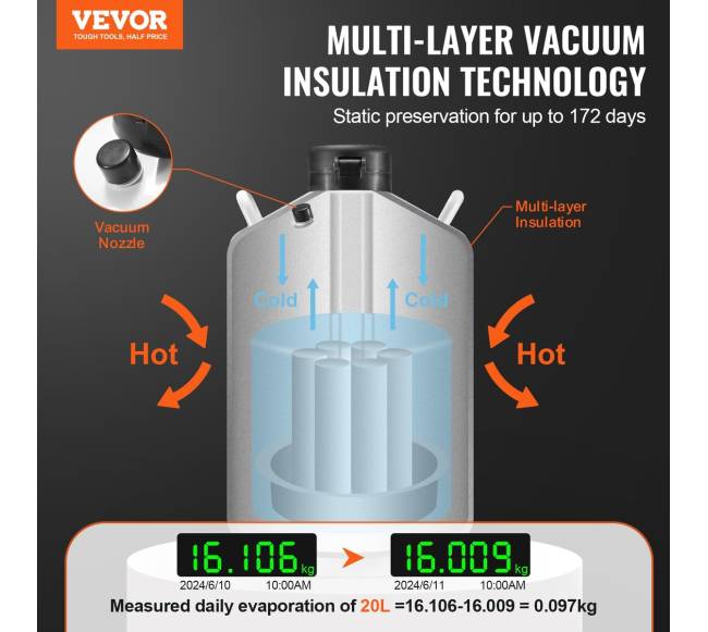 Skysto azoto talpa 20 l aliuminio lydinio LN2 indas 6 talpyklos1