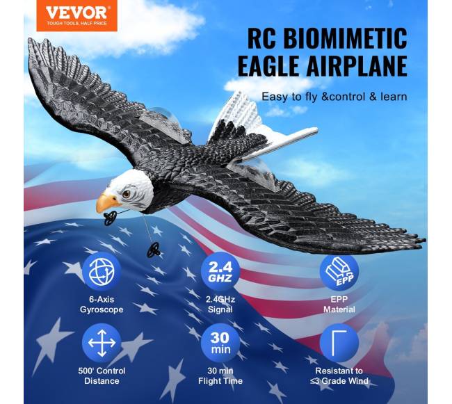 Biomimetinis erelis iš EPP putplasčio RC lėktuvas1