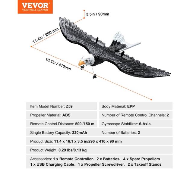 Biomimetinis erelis iš EPP putplasčio RC lėktuvas6