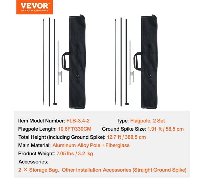 Vėliavos stiebo komplektas 3,88 m su įtvirtinimais6