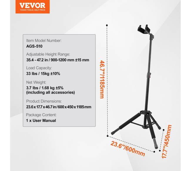 Reguliuojamas gitaros stovėjimo trikojis stovas5