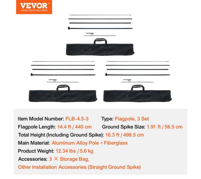 Plunksnų vėliavos stiebų rinkinys 498 cm6