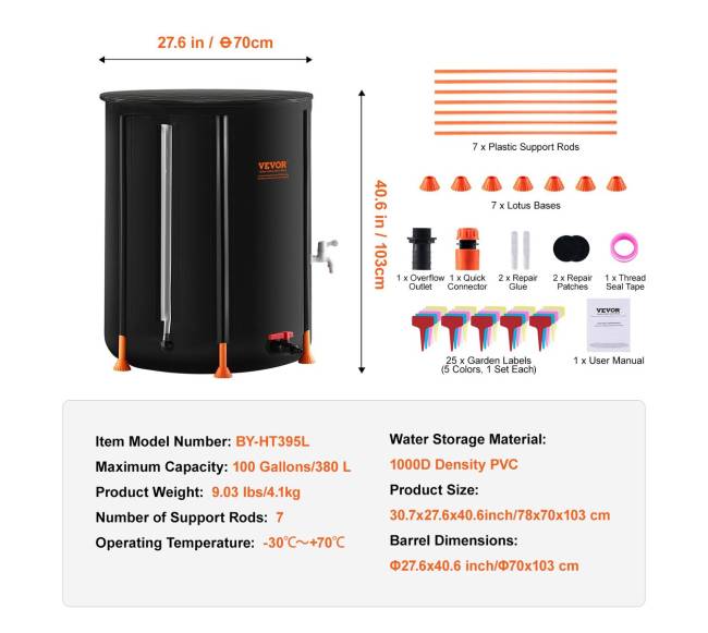 Sulenkiamas lietaus surinktuvas 380 l su čiaupais6