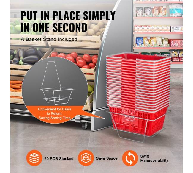 Prekybinis krepšelis su rankena ir stovu, 21L4