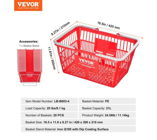 Prekybinis krepšelis su rankena ir stovu, 21L6