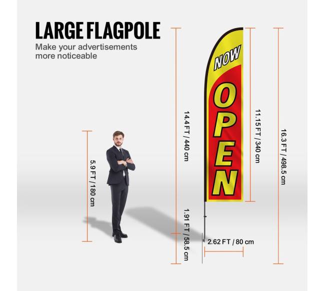 Verslo reklamos vėliavos ir stovi 16,3 m2