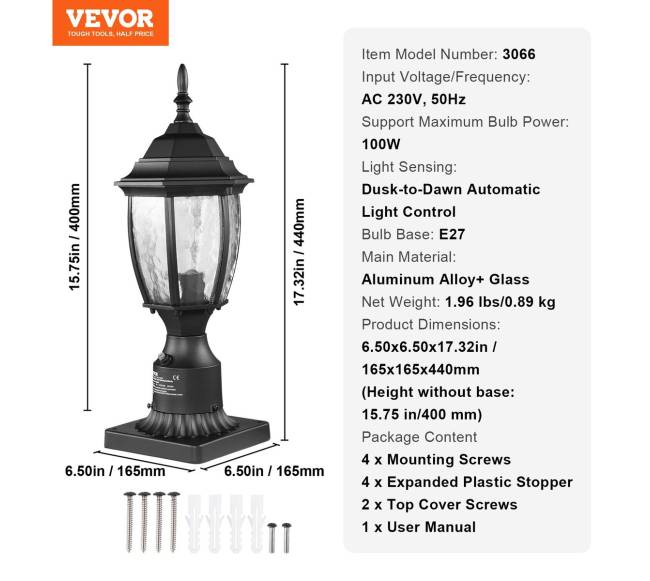 Lauko lempa su jutikliu 400 mm5