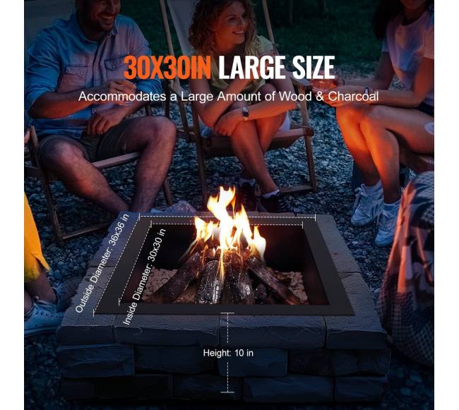 Kvadratinis laužavietės žiedas 36x36 cm2