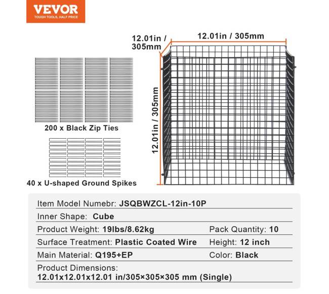 10 vnt. augalų apsauga nuo gyvūnų 30x30 cm6