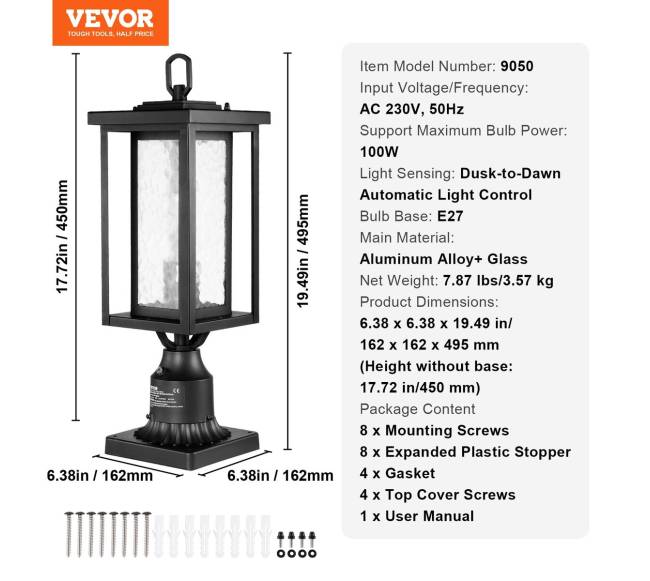 Lauko šviestuvas su jutikliu ir stulpu5