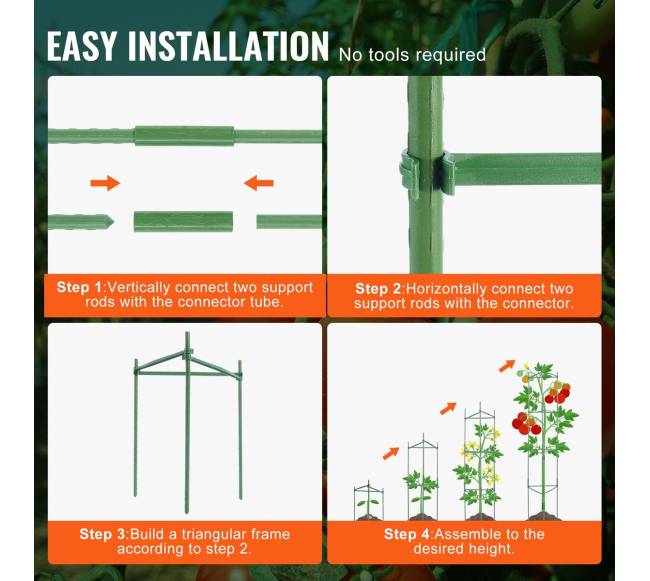 Dalomos pomidorų atramos, 6 vnt., 48 cm3