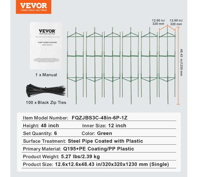 Dalomos pomidorų atramos, 6 vnt., 48 cm6