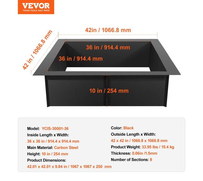 Kvadratinis 42x42 cm laužavietės žiedas6