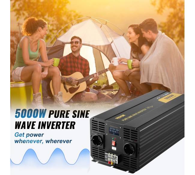 Pure sinusoides keitiklis 5000W 12V į 230V LCD1