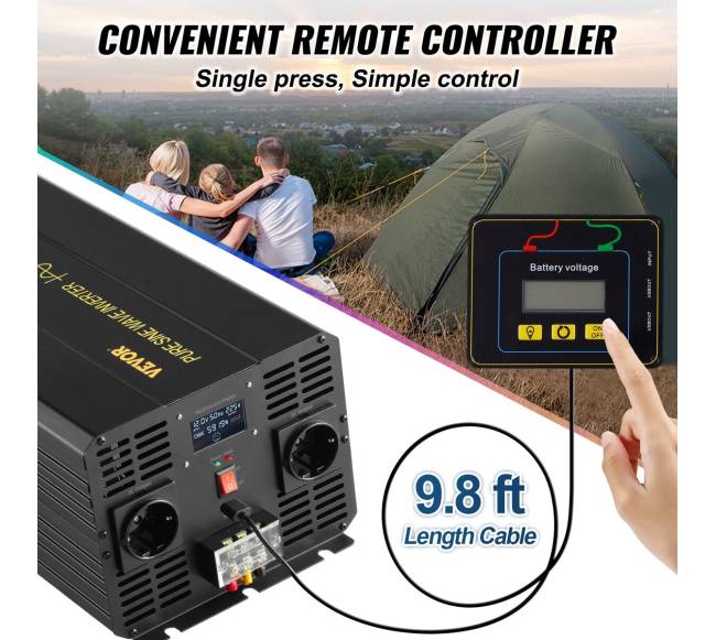 Pure sinusoides keitiklis 5000W 12V į 230V LCD3