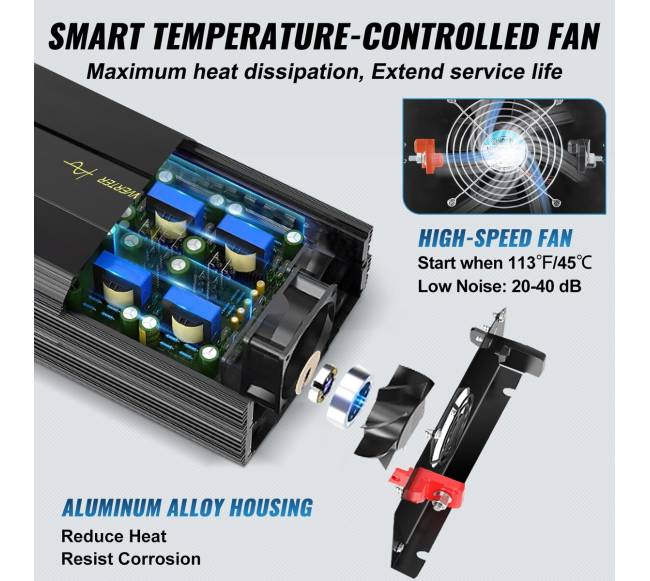 Pure sinusoides keitiklis 5000W 12V į 230V LCD5
