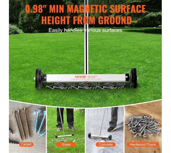 Magnetinis surinkėjas su ratais 15 cm reguliuojama rankena5