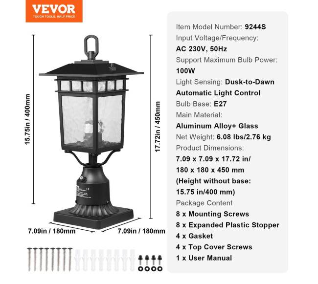 lauko lempa su šviesos jutikliu, 400 mm stulpas6