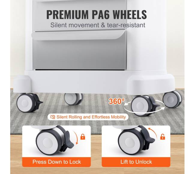 4 lygių mobilus medicininis vežimėlis su 3 stalčiais3