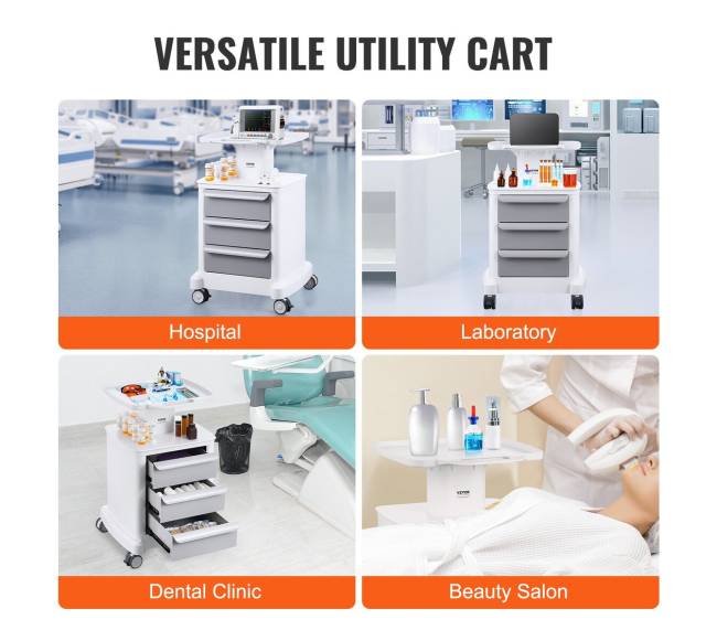 4 lygių mobilus medicininis vežimėlis su 3 stalčiais5