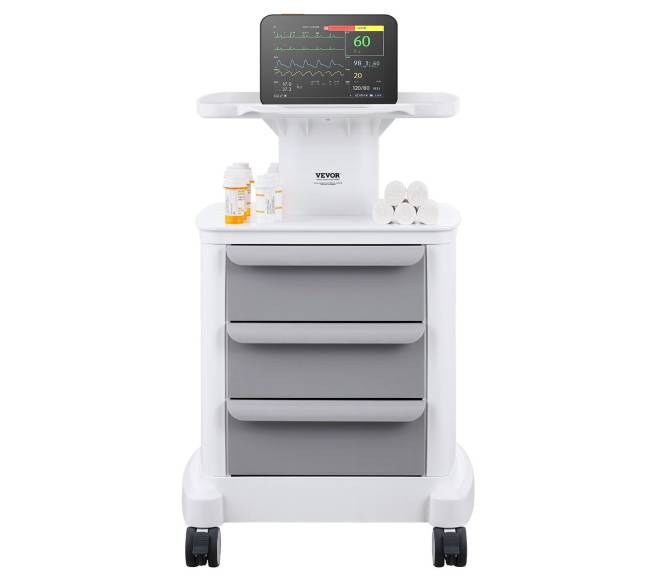 4 lygių mobilus medicininis vežimėlis su 3 stalčiais8