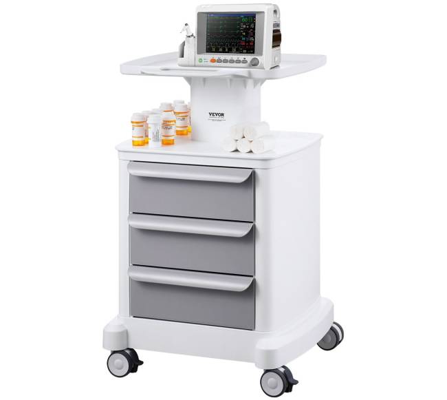 4 lygių mobilus medicininis vežimėlis su 3 stalčiais9