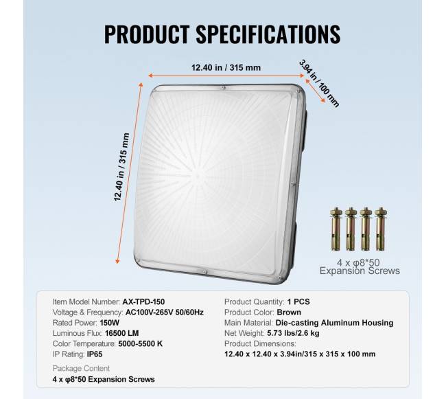 Lauko LED apšvietimas 150W su IP655