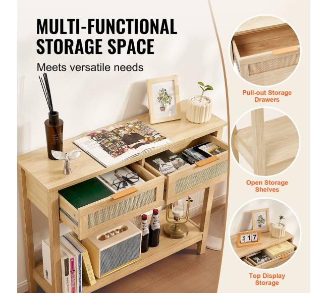 Rataninė konsolė su dviem stalčiais2