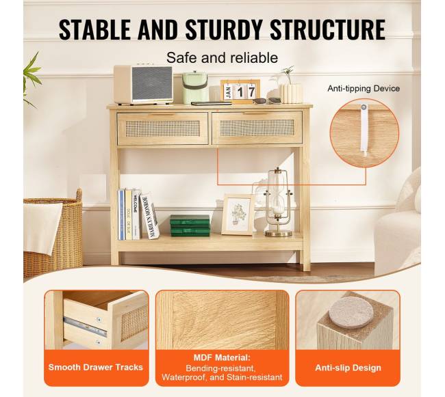 Rataninė konsolė su dviem stalčiais4