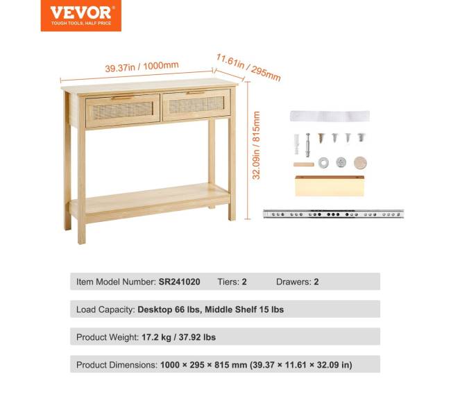 Rataninė konsolė su dviem stalčiais6