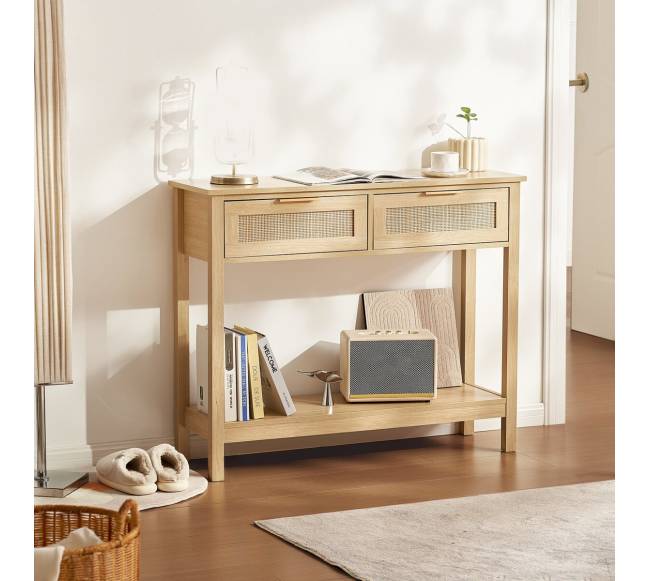 Rataninė konsolė su dviem stalčiais7