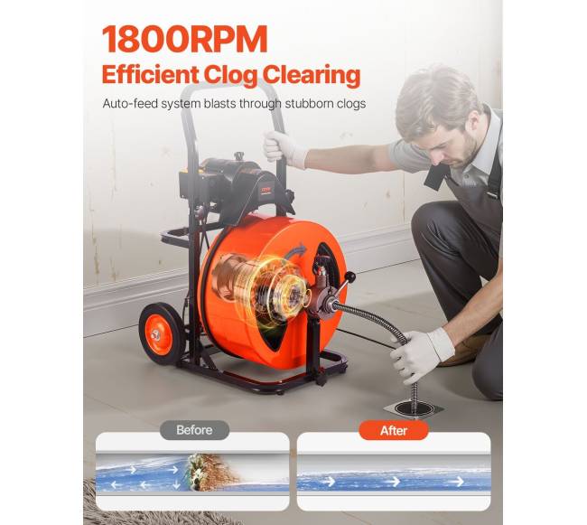 Elektrinė kanalizacijos valymo mašina su sraigtu1